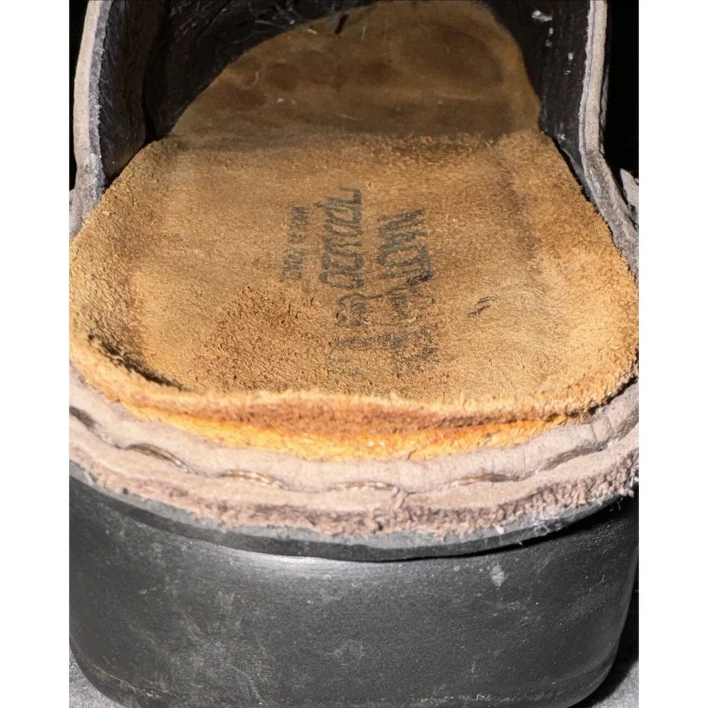 NAOT Mules Slip On Clogs Potato Shoes Leather Cork Footbed Women's 38 US 7-7.5